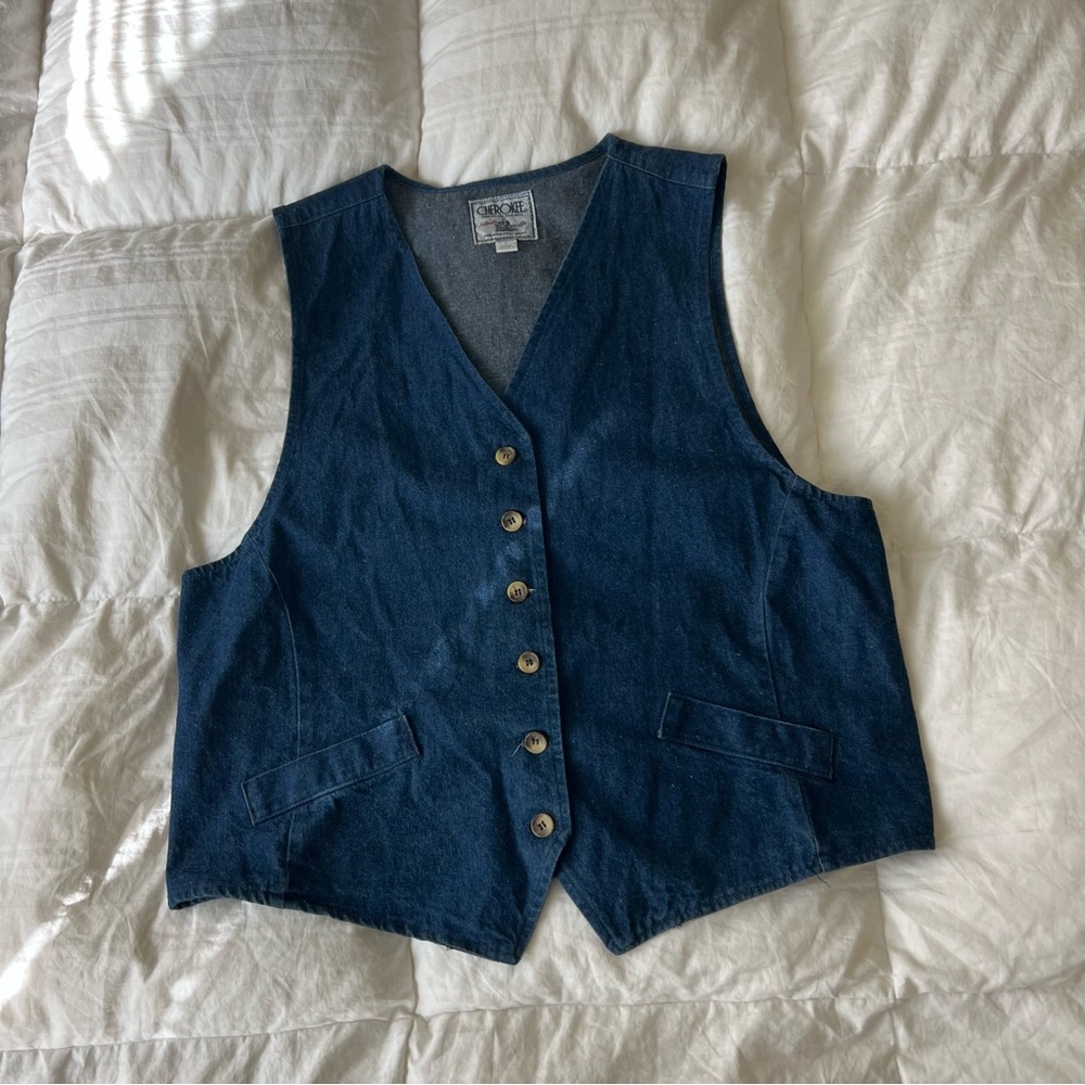 vintage cherokee denim vest size large